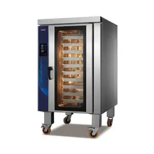10-Tray Rotary Convection Oven HEA-10R with rotating rack and rear blower for high-volume production bakeries