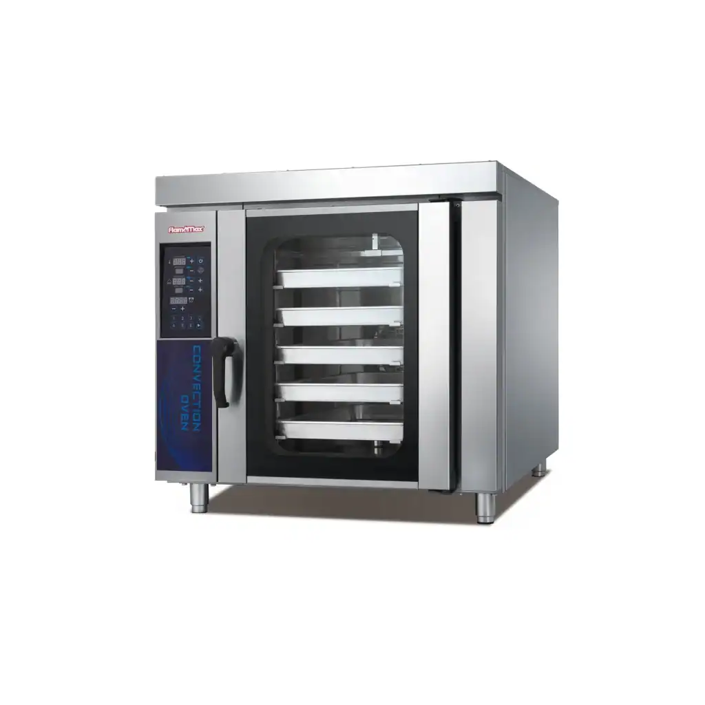 5-Tray Rotary Convection Oven HEA-5R with rotating rack and digital control panel for commercial bakeries