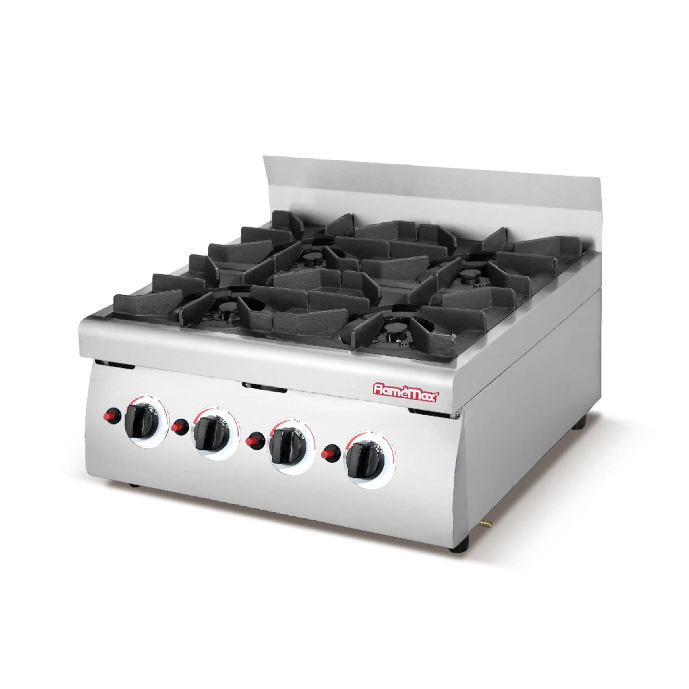 HGR-64 countertop commercial gas range with four open burners and heavy cast iron grates