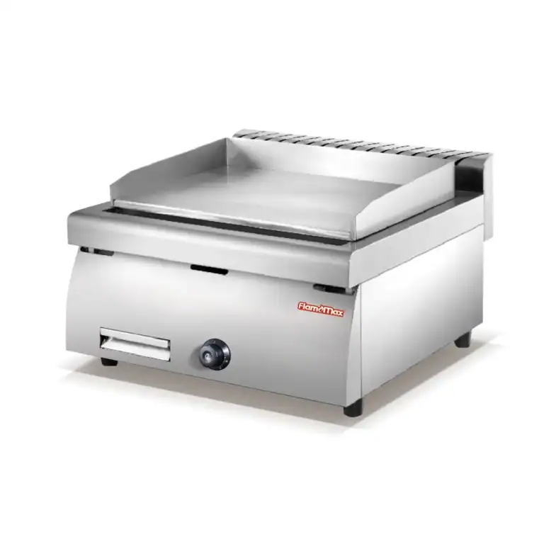 Countertop commercial griddle with flat and grooved plate, gas or electric, from GLEAN