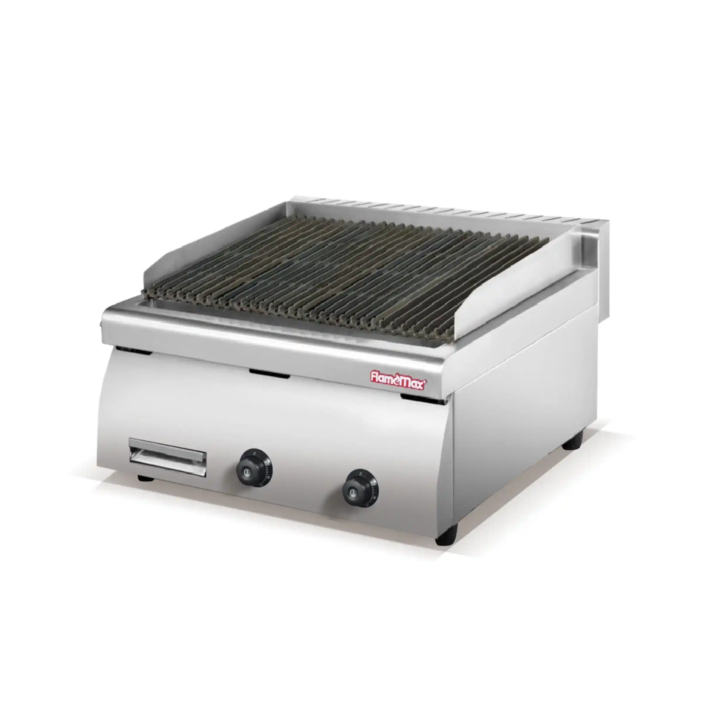 HEL-62 and HGL-62 countertop commercial lava rock charbroiler with a cast iron grate