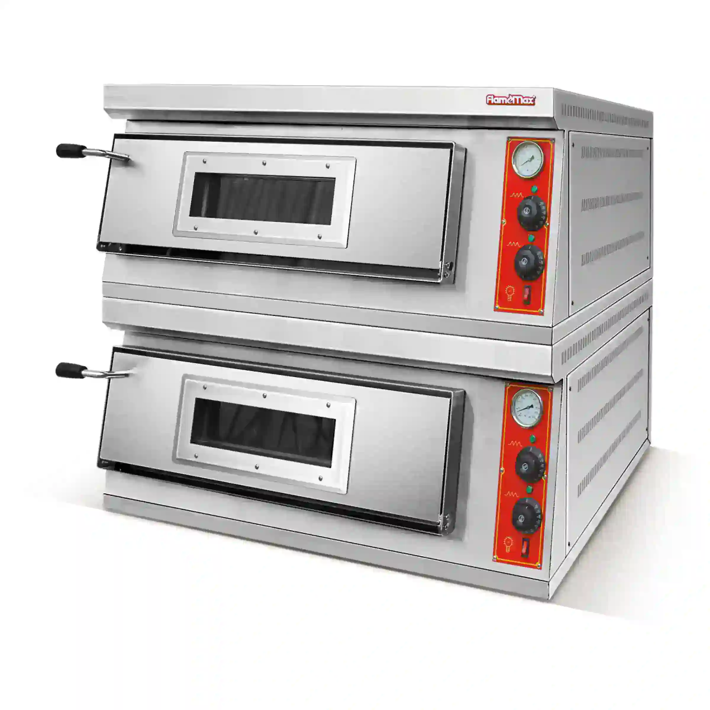 SEP-2-6 and SGP-2-6 double-deck pizza oven with stainless steel body and independent chambers