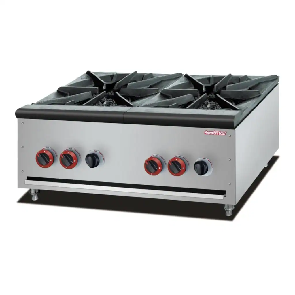 Heavy duty double burner commercial gas range, countertop, from GLEAN