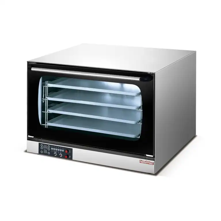 Standard 4-tray countertop convection oven in black finish, GLEAN HEO-8D-B with programmable digital control panel and 600×403mm trays