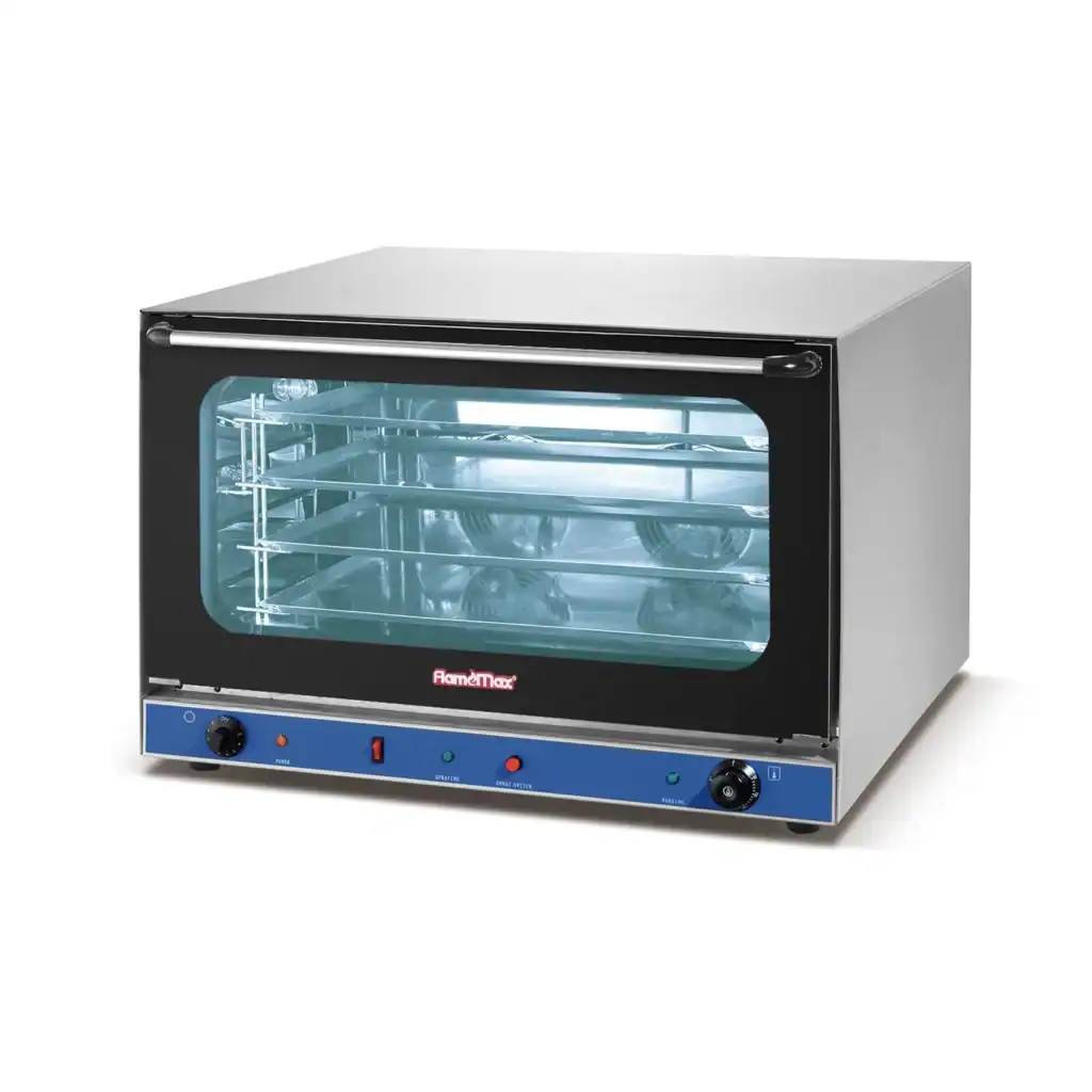 Standard 4-tray countertop convection oven in black finish, GLEAN HEO-8M-B with mechanical control panel and 600×403mm trays