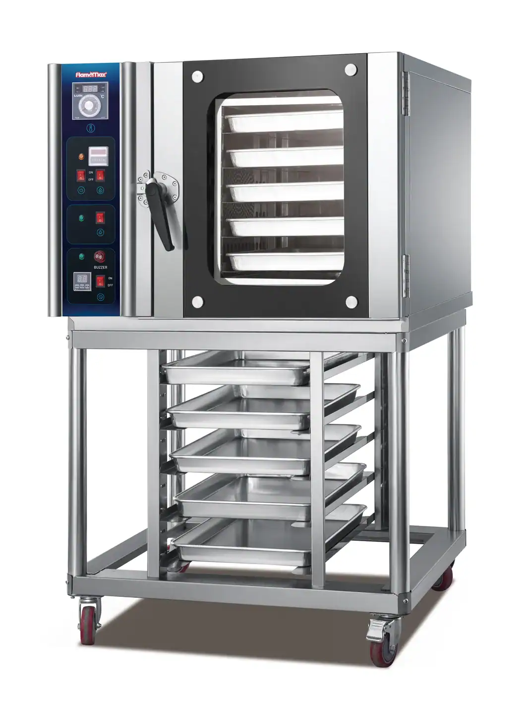 HEA-5 basic 5-tray convection oven mounted on an optional stand